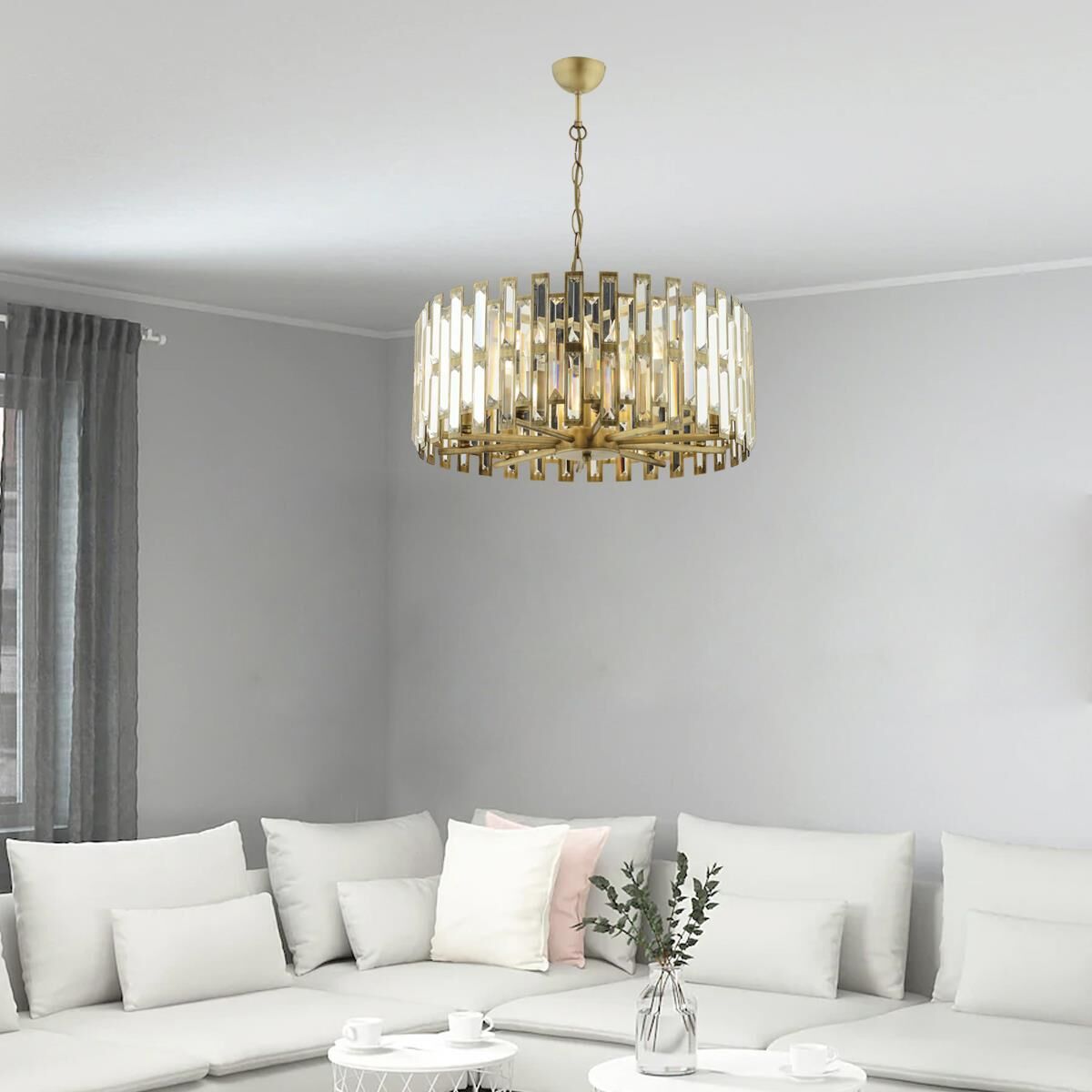 Gallıano Eskitme  Kristalli, Taşlı Modern Tasarım Kristal Salon Avize