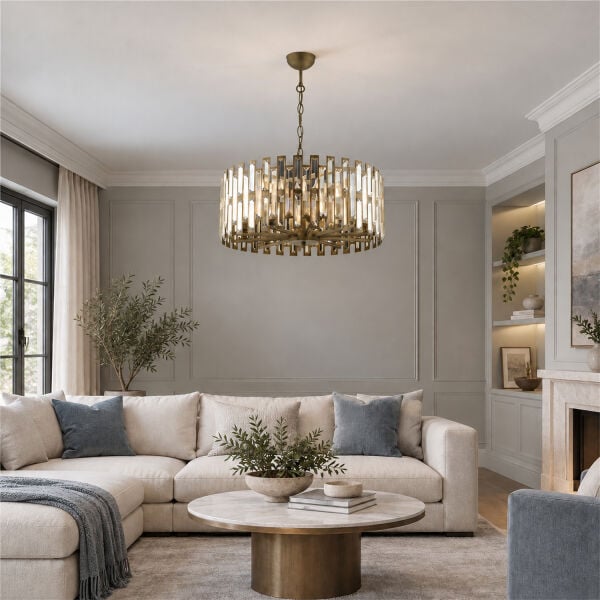 Gallıano Eskitme  Kristalli, Taşlı Modern Tasarım Kristal Salon Avize