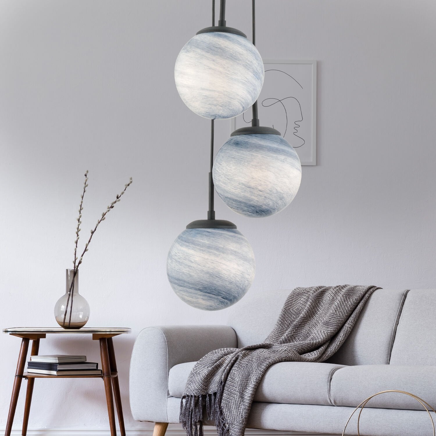 EFSER 3LÜ YUVARLAK Modern Oturma Odası Salon Sarkıt Avize