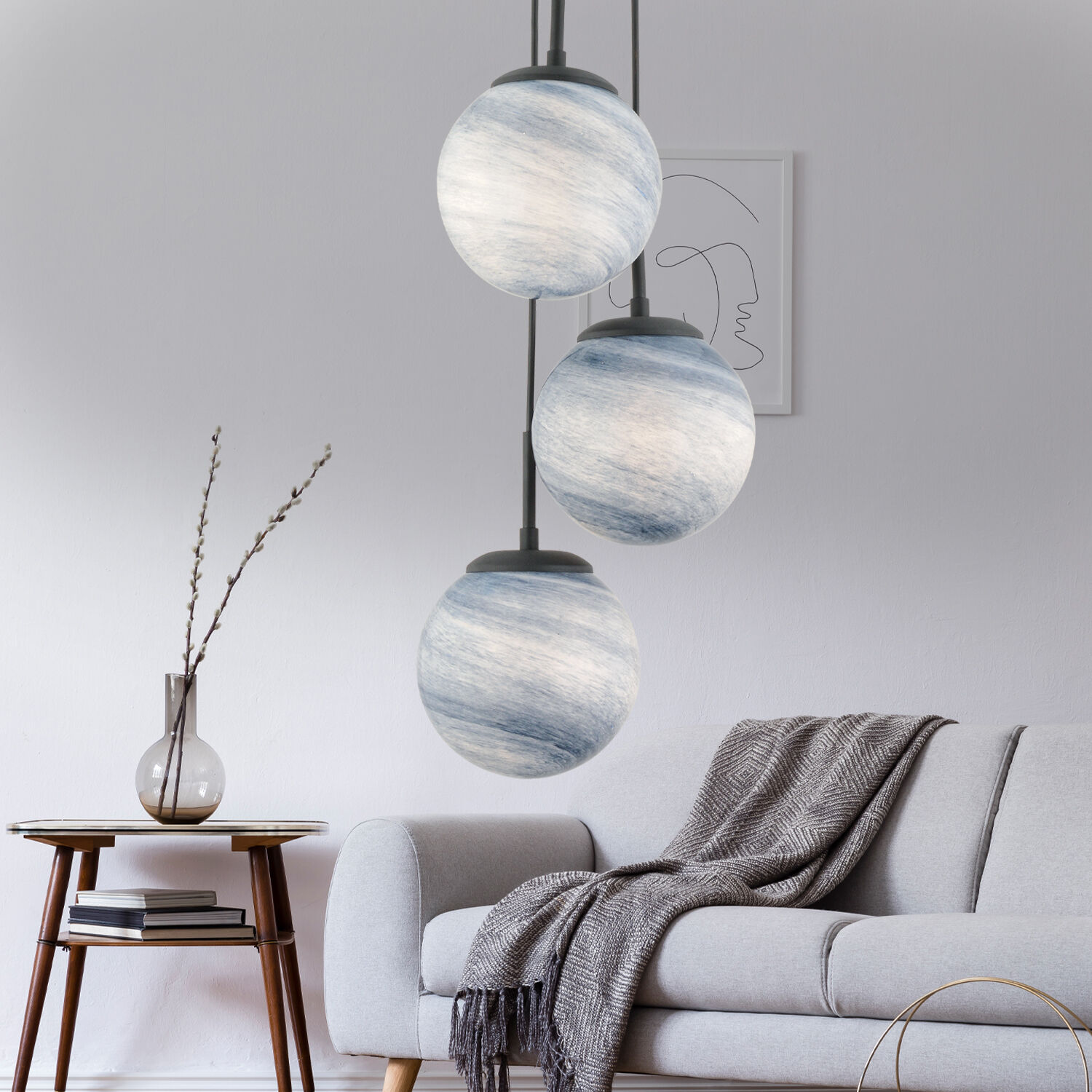 EFSER 3LÜ YUVARLAK Modern Oturma Odası Salon Sarkıt Avize