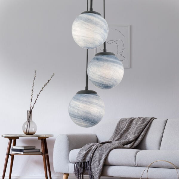 EFSER 3LÜ YUVARLAK Modern Oturma Odası Salon Sarkıt Avize