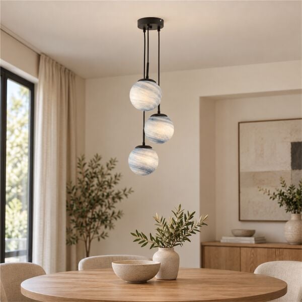 EFSER 3LÜ YUVARLAK Modern Oturma Odası Salon Sarkıt Avize