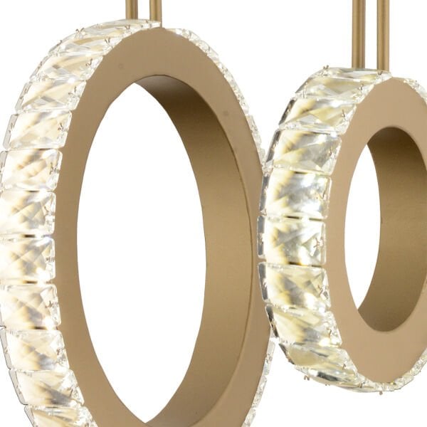 CORİNA 3 SIRALI ESKİTME AVİZ Ledli 3 Renkli  Kristalli Taşlı Modern Tasarım Led Kristal Salon Avize