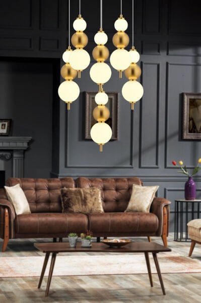 Blessa 6'lı Yuvarlak Siyah Eskitme 3 Renkli Led Avize