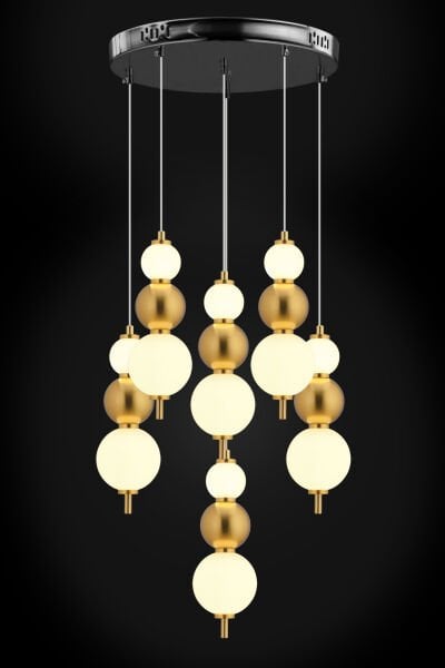 Blessa 6'lı Yuvarlak Siyah Eskitme 3 Renkli Led Avize