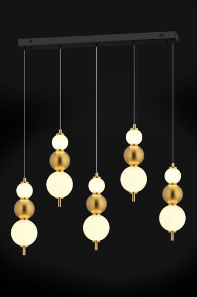 Blessa 5'Li Sıralı Siyah Eskitme 3 Renkli Led Avize