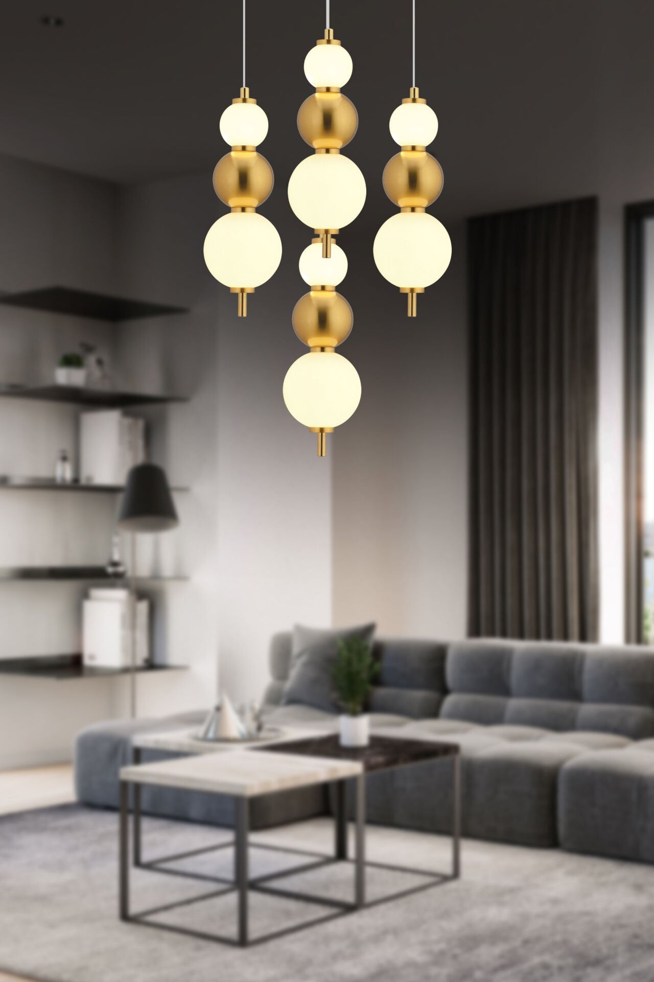 Blessa 4lü Yuvarlak Siyah Eskitme 3 Renkli Led Avize