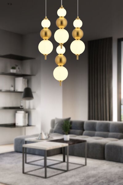 Blessa 4lü Yuvarlak Siyah Eskitme 3 Renkli Led Avize