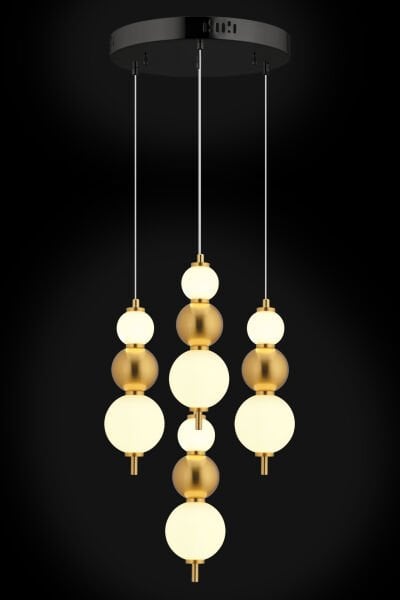 Blessa 4lü Yuvarlak Siyah Eskitme 3 Renkli Led Avize