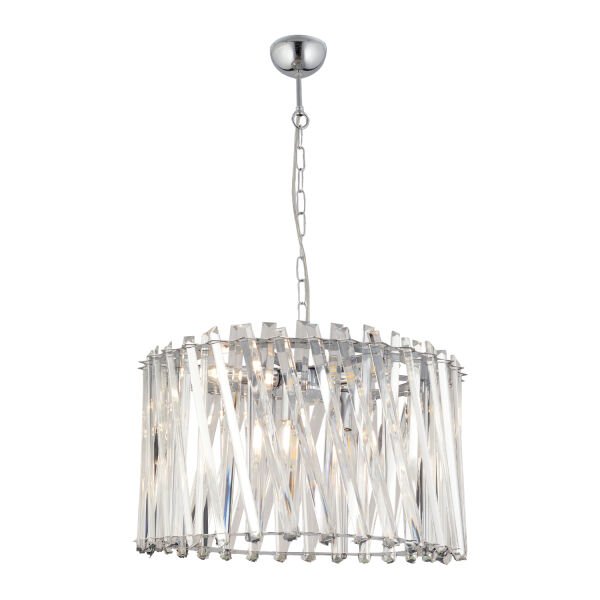 Saucer 50'lik Krom Yuvarlak Kristalli Taşlı Modern Tasarım Kristal Salon Avize