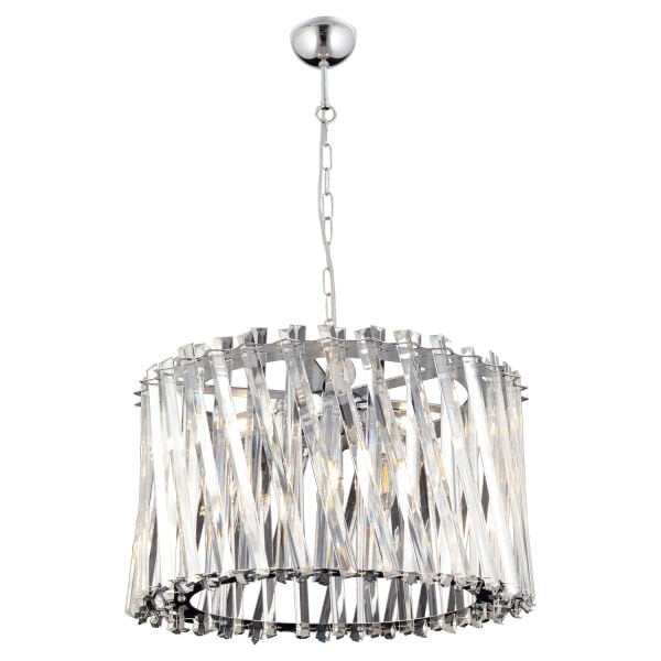 Saucer 50'lik Krom Yuvarlak Kristalli Taşlı Modern Tasarım Kristal Salon Avize
