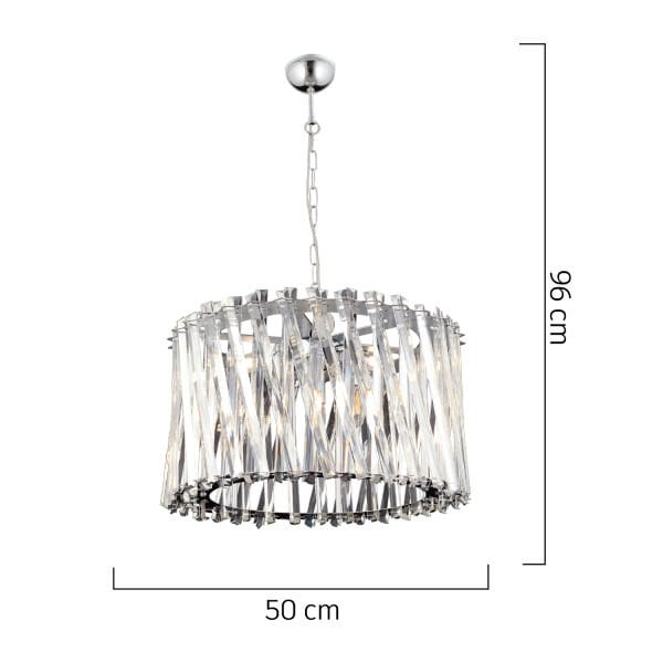 Saucer 50'lik Krom Yuvarlak Kristalli Taşlı Modern Tasarım Kristal Salon Avize