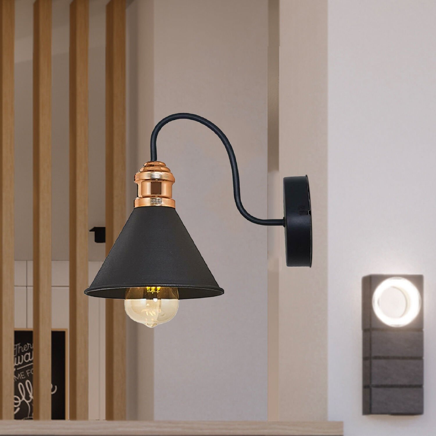 Görez Siyah Yatak Odası-Yatak başı,Cafe,Restoran için Duvar Lambası Modern Retro Aplik