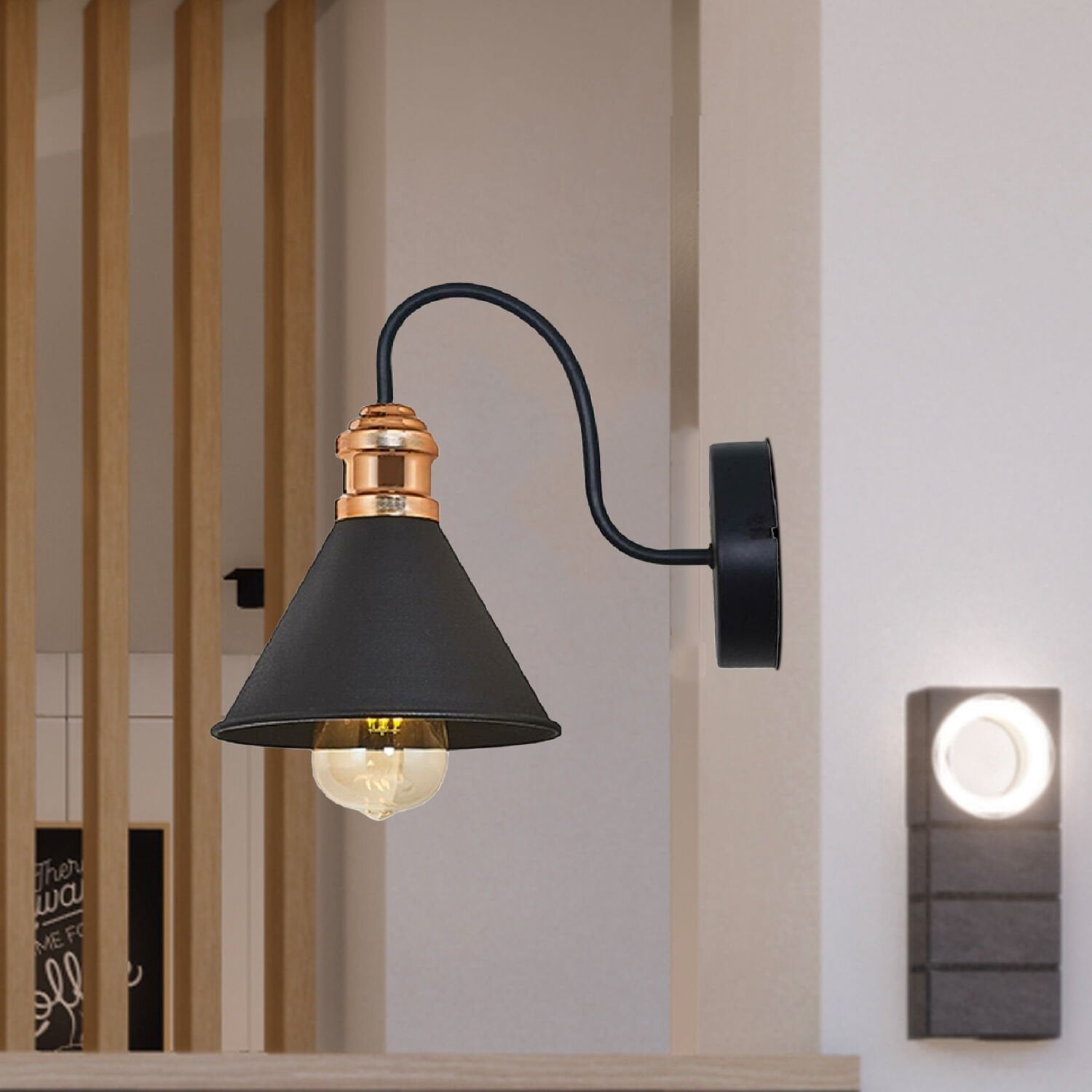 Görez Siyah Yatak Odası-Yatak başı,Cafe,Restoran için Duvar Lambası Modern Retro Aplik