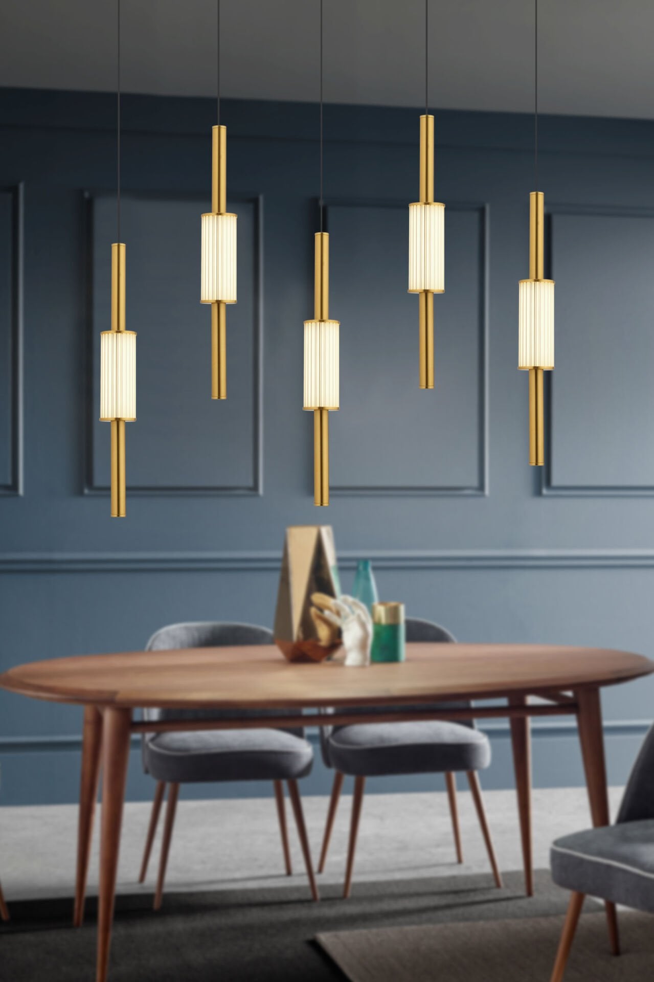 Thressa 5'Li Sıralı Siyah Eskitme 3 Renkli Led Avize