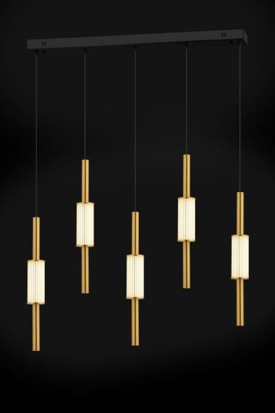 Thressa 5'Li Sıralı Siyah Eskitme 3 Renkli Led Avize