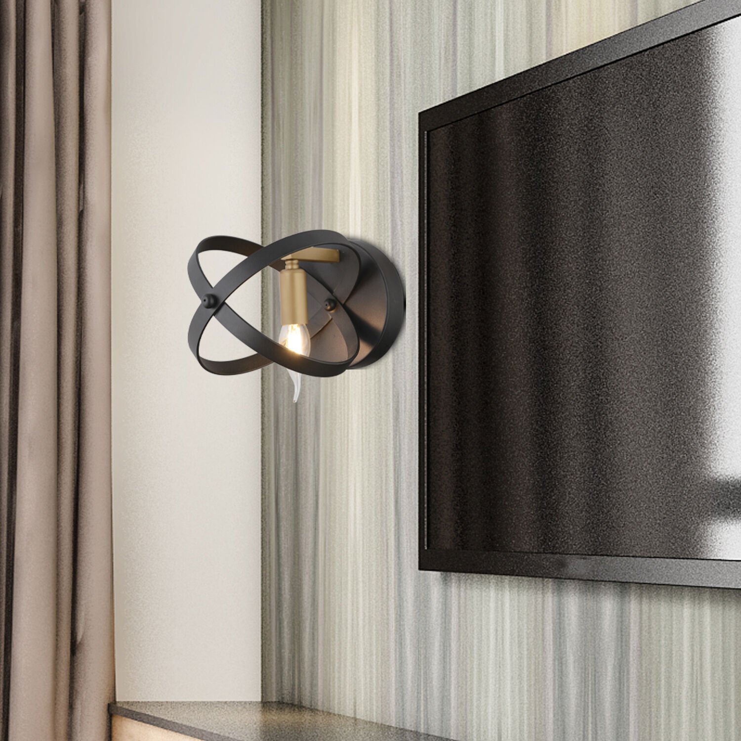 Caliope Eskitme Duylu Siyah Modern Oturma Odası, Koridor, Yatak Başı, Salon Aplik