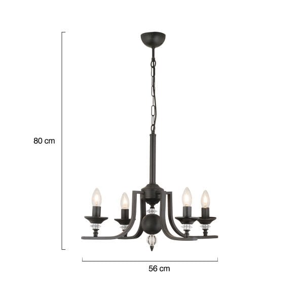 Erza 4Lü Siyah Modern Sarkıt Yatak odası Retro Salon Avize