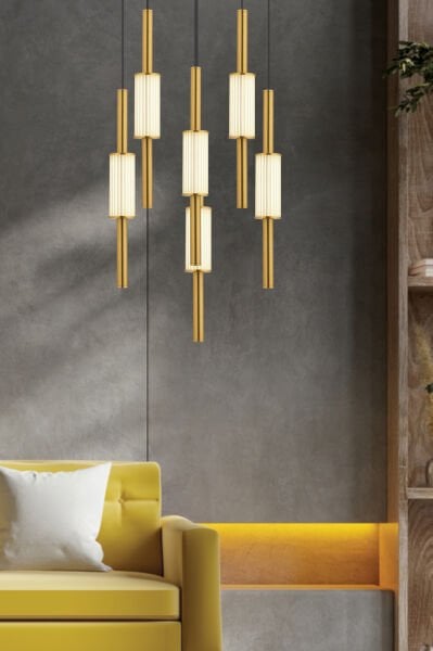 Thressa 6'lı Yuvarlak Siyah Eskitme 3 Renkli Led Avize