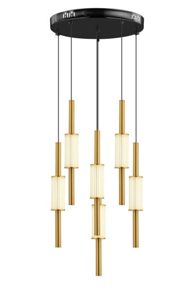 Thressa 6'lı Yuvarlak Siyah Eskitme 3 Renkli Led Avize