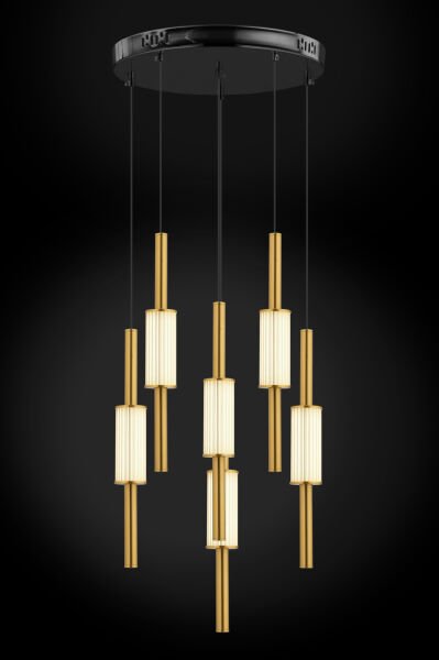 Thressa 6'lı Yuvarlak Siyah Eskitme 3 Renkli Led Avize