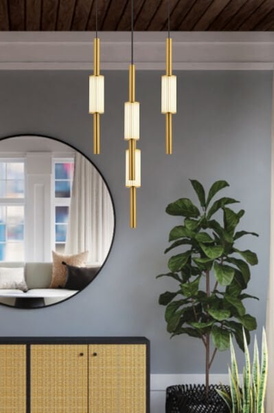 Thressa 4lü Yuvarlak Siyah Eskitme 3 Renkli Led Avize