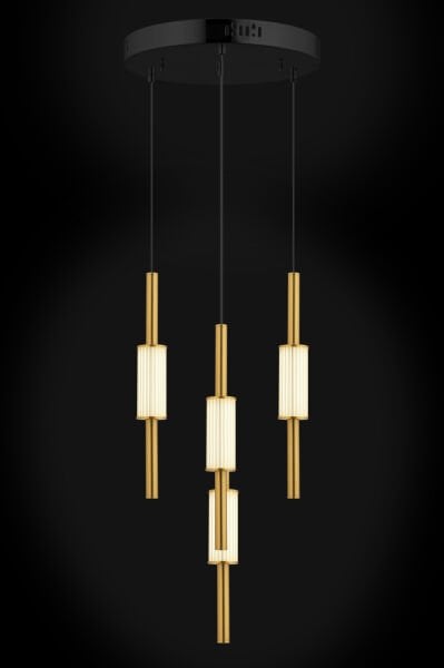 Thressa 4lü Yuvarlak Siyah Eskitme 3 Renkli Led Avize