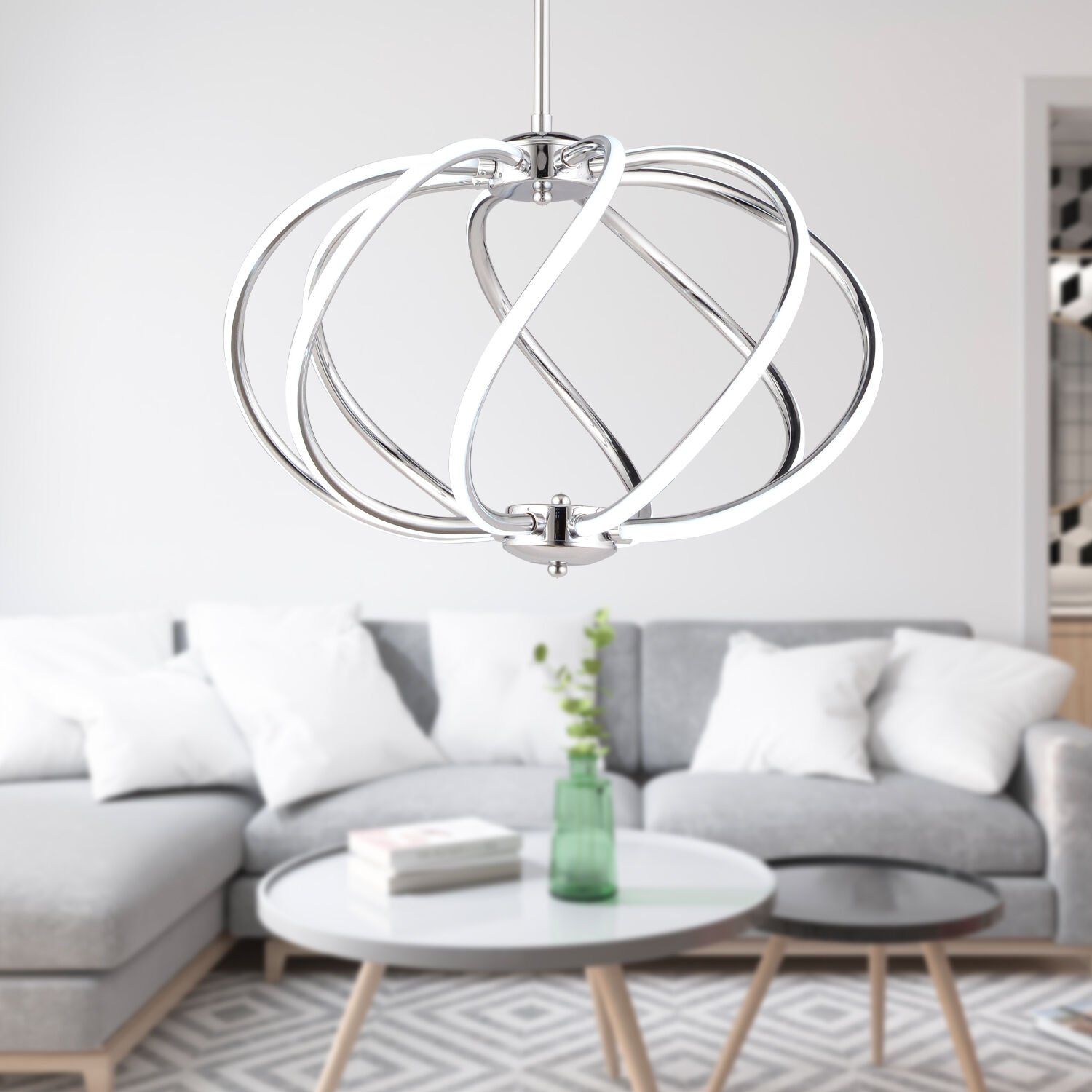 Gestel Krom Sarkıt 88 Watt Sarkıt Ledli Modern Mutfak Banyo Led Salon Sarkıt Avize