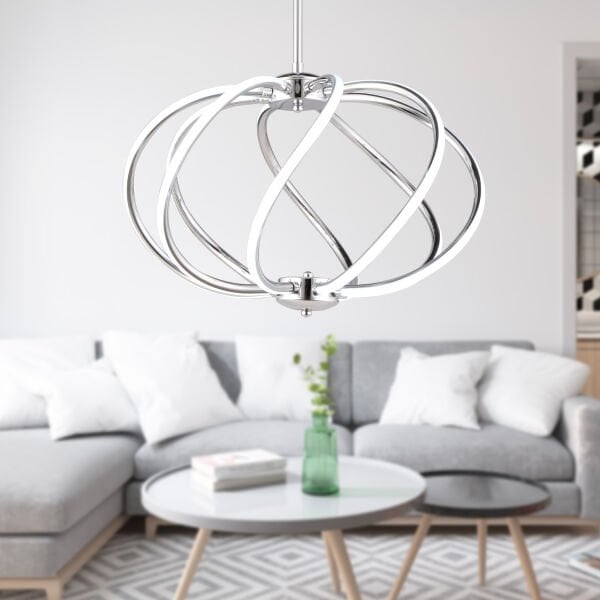 Gestel Krom Sarkıt 88 Watt Sarkıt Ledli Modern Mutfak Banyo Led Salon Sarkıt Avize