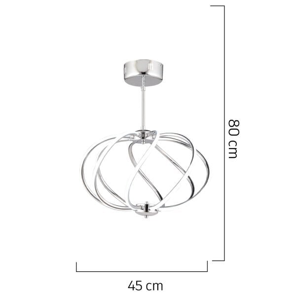 Gestel Krom Sarkıt 88 Watt Sarkıt Ledli Modern Mutfak Banyo Led Salon Sarkıt Avize