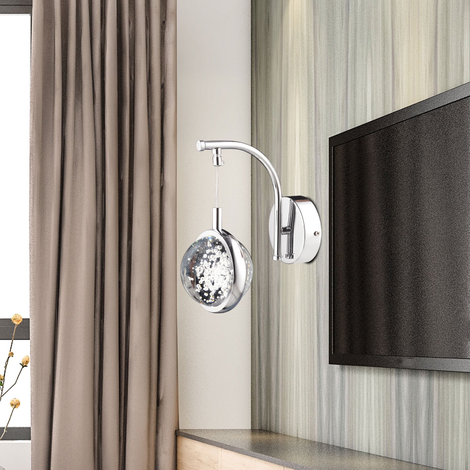 Eldon Modern Krom 3 Renkli 5 Watt Tasarım Salon Koridor Ledli Salon Aplik