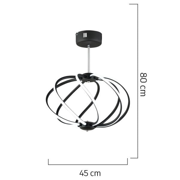 Gestel Siyah Sarkıt 88 Watt Sarkıt Ledli Modern Mutfak Banyo Led Salon Sarkıt Avize