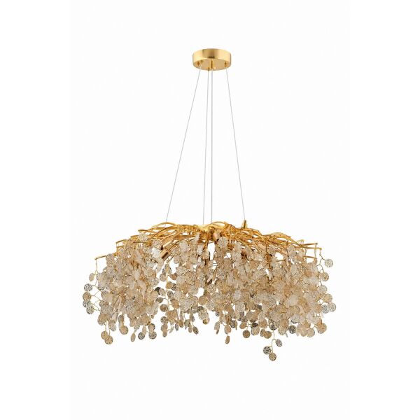 Masal 80'lık Yuvarlak Gold Kristal Taşlı Modern, Oturma Odası, Salon Avize