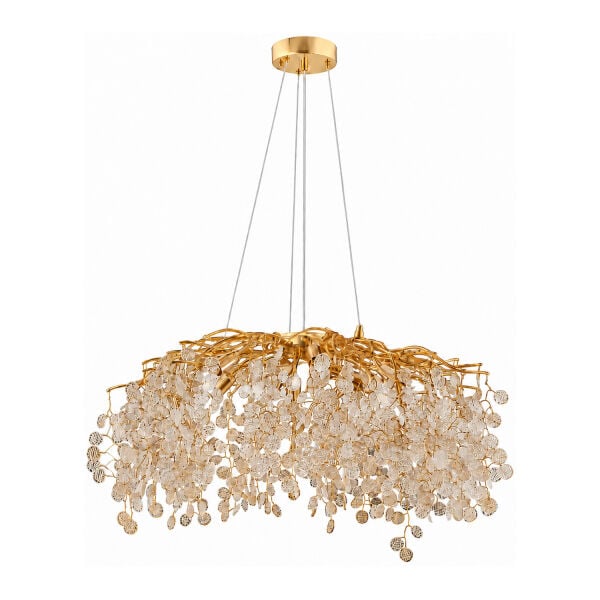Masal 80'lık Yuvarlak Gold Kristal Taşlı Modern, Oturma Odası, Salon Avize