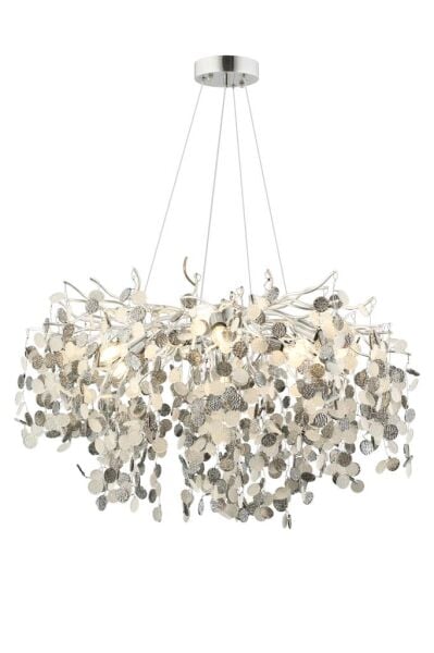 Masal 80'lık Yuvarlak Krom Kristal Taşlı Modern, Oturma Odası, Salon Avize