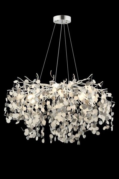 Masal 80'lık Yuvarlak Krom Kristal Taşlı Modern, Oturma Odası, Salon Avize