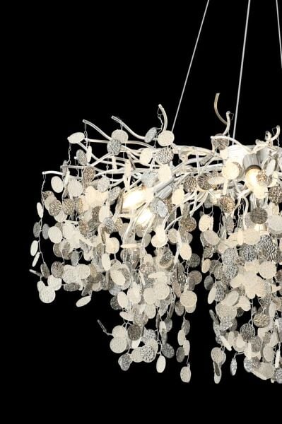 Masal 80'lık Yuvarlak Krom Kristal Taşlı Modern, Oturma Odası, Salon Avize