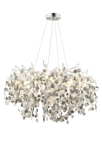 Masal 80'lık Yuvarlak Krom Kristal Taşlı Modern, Oturma Odası, Salon Avize