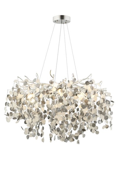 Masal 80'lık Yuvarlak Krom Kristal Taşlı Modern, Oturma Odası, Salon Avize