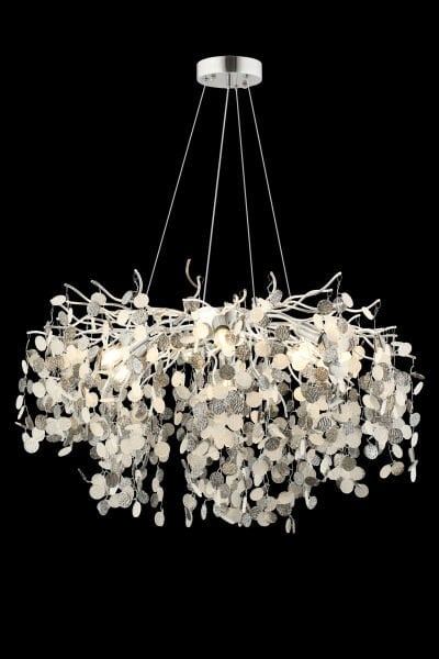 Masal 80'lık Yuvarlak Krom Kristal Taşlı Modern, Oturma Odası, Salon Avize