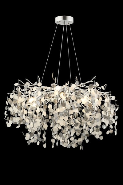 Masal 80'lık Yuvarlak Krom Kristal Taşlı Modern, Oturma Odası, Salon Avize