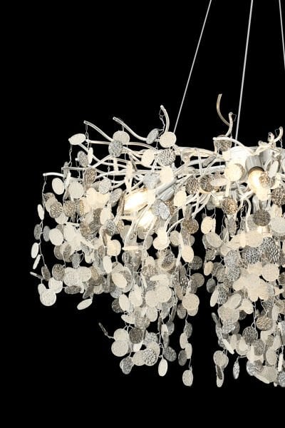 Masal 80'lık Yuvarlak Krom Kristal Taşlı Modern, Oturma Odası, Salon Avize