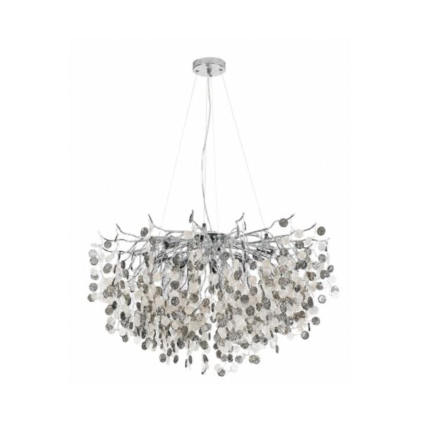 Masal 80'lık Yuvarlak Krom Kristal Taşlı Modern, Oturma Odası, Salon Avize
