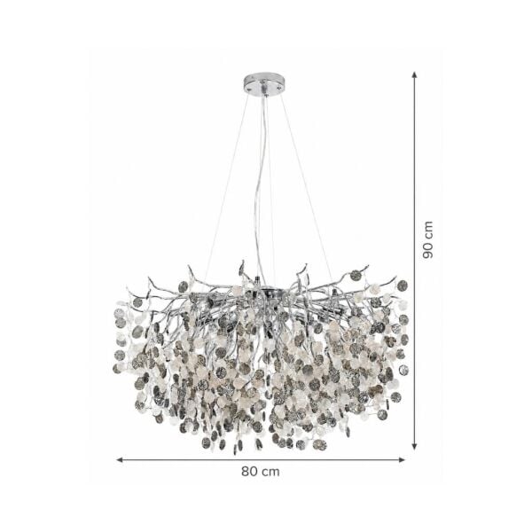 Masal 80'lık Yuvarlak Krom Kristal Taşlı Modern, Oturma Odası, Salon Avize