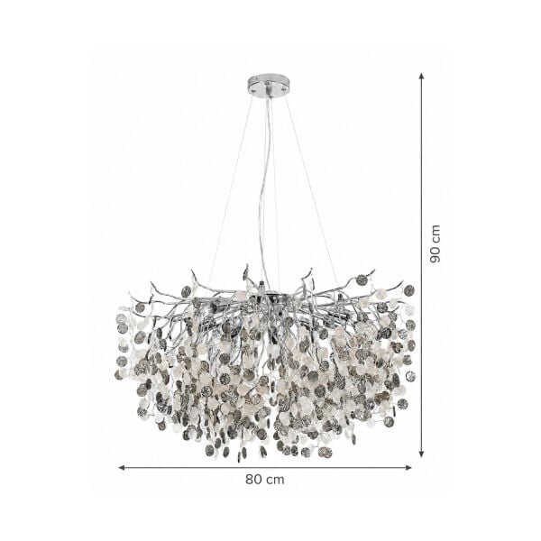 Masal 80'lık Yuvarlak Krom Kristal Taşlı Modern, Oturma Odası, Salon Avize