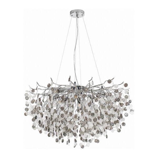 Masal 80'lık Yuvarlak Krom Kristal Taşlı Modern, Oturma Odası, Salon Avize