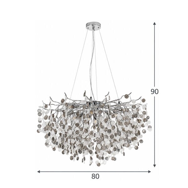 Masal 80'lık Yuvarlak Krom Kristal Taşlı Modern, Oturma Odası, Salon Avize