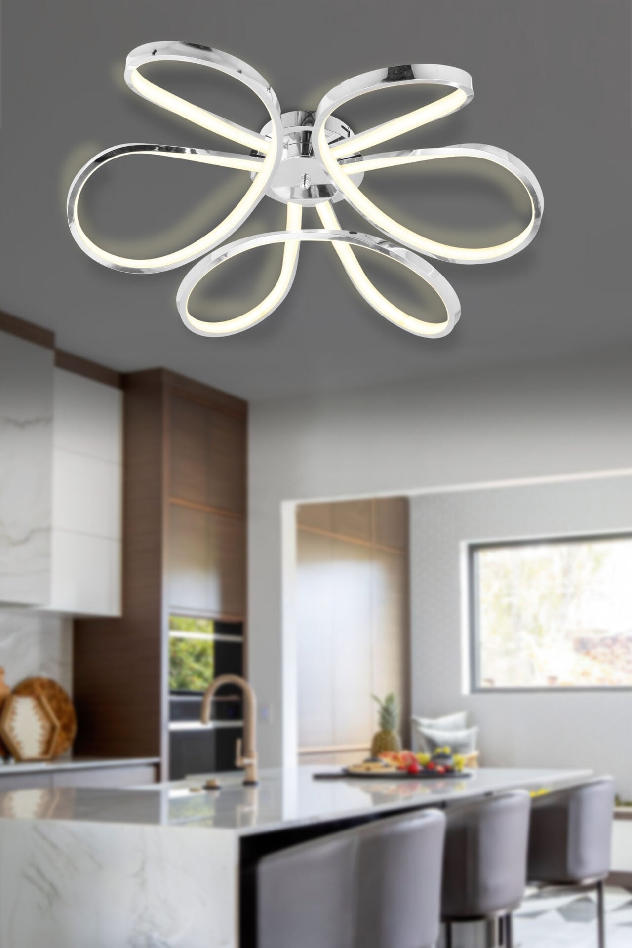 Chalda Krom Plafonyer Modern Salon Led Avize