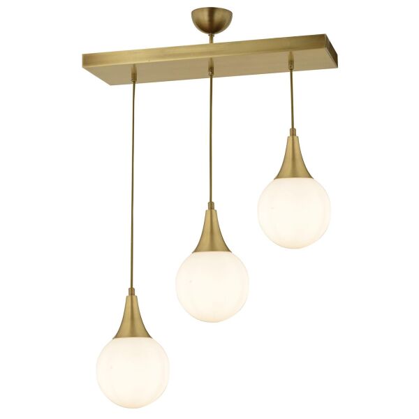 Damla 3 Lü Sıralı Eskitme -Led Ampul  Dahil Modern Koridor Mutfak Salon Sarkıt Avize