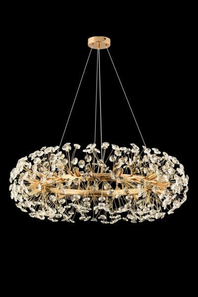 Gloria 80'lik Gold Kristal Taşlı Modern Tasarım Salon Avize